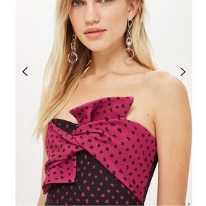 Top Shop topless midi bow dress in blue